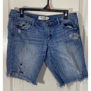 Abercrombie Fitch Denim Jean Shorts Women 6 Blue Distressed Holes Grunge Cutoffs